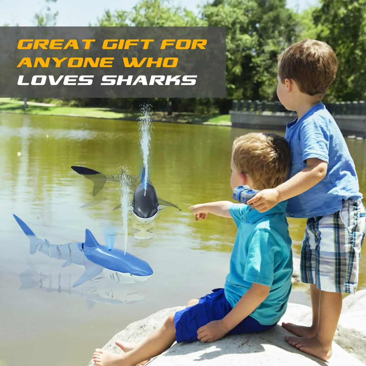 Smart RC Shark Whale Spray Water Toy Remote Electric - Vymanel