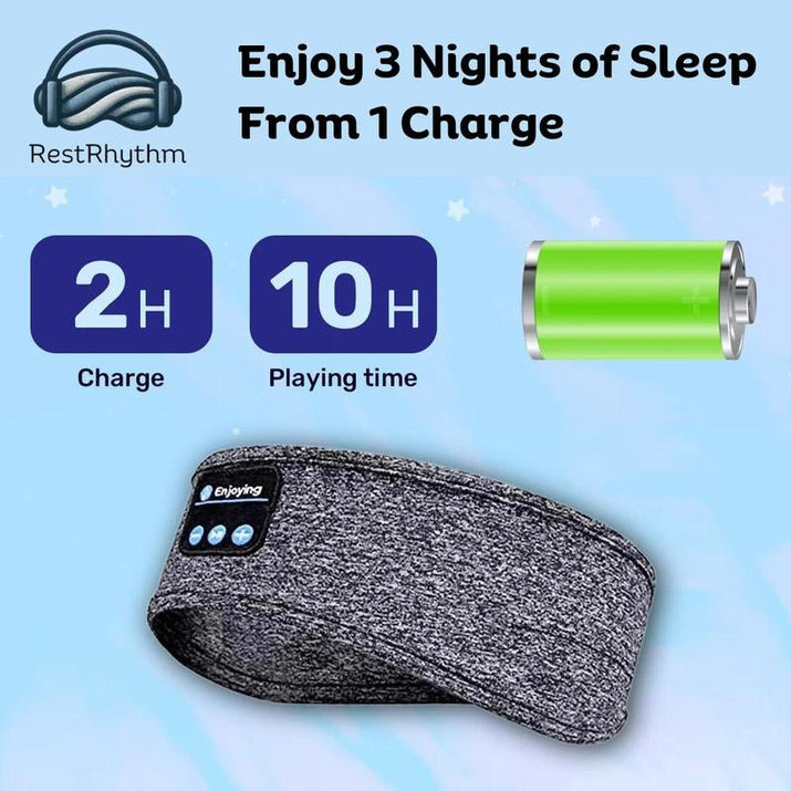 Restrhythm Sleep Headphones Bluetooth - Adjustable Wireless Headband - Fast Charging Headset with Noise Isolating Earbud - Comfort for Rest, Workouts & Travel - Vymanel
