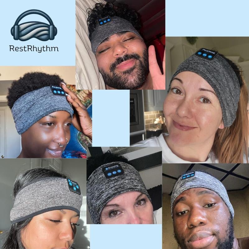 Restrhythm Sleep Headphones Bluetooth - Adjustable Wireless Headband - Fast Charging Headset with Noise Isolating Earbud - Comfort for Rest, Workouts & Travel - Vymanel