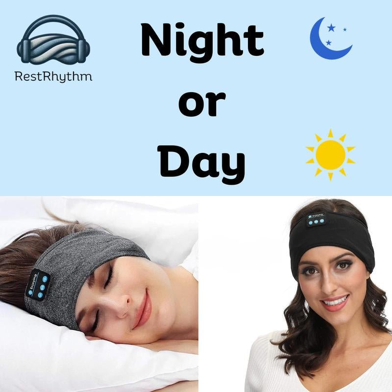 Restrhythm Sleep Headphones Bluetooth - Adjustable Wireless Headband - Fast Charging Headset with Noise Isolating Earbud - Comfort for Rest, Workouts & Travel - Vymanel