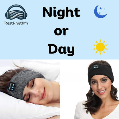 Restrhythm Sleep Headphones Bluetooth - Adjustable Wireless Headband - Fast Charging Headset with Noise Isolating Earbud - Comfort for Rest, Workouts & Travel - Vymanel