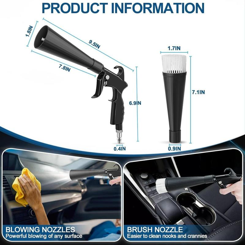 High Pressure Car Interior Cleaning Gun Interior Dryer Hair Dryer Car Detail Gun Fast Drying Blows Away Dust and Dirt Using Air